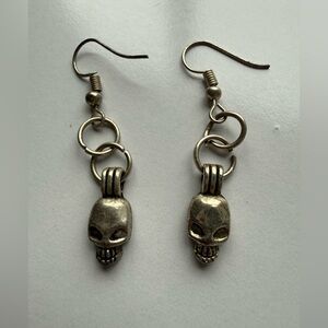 Silver Skull Dangle Earrings